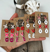 Load image into Gallery viewer, LOVE XOXO Valentines’s Day Earrings Dangle
